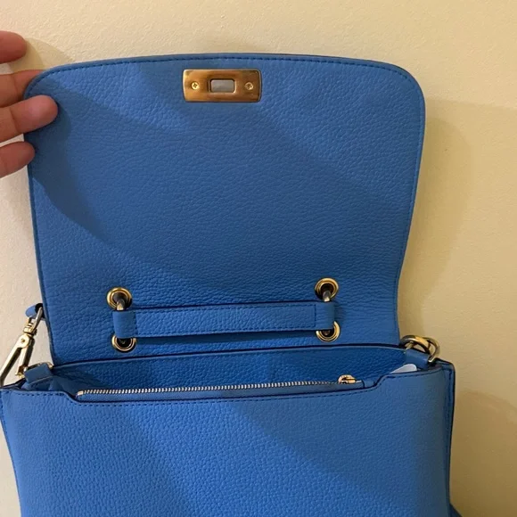 MCM Sky Blue Leather Authentic MCM Shoulder Bag MCM Crossbody MCM Handbag - Picture 7 of 16